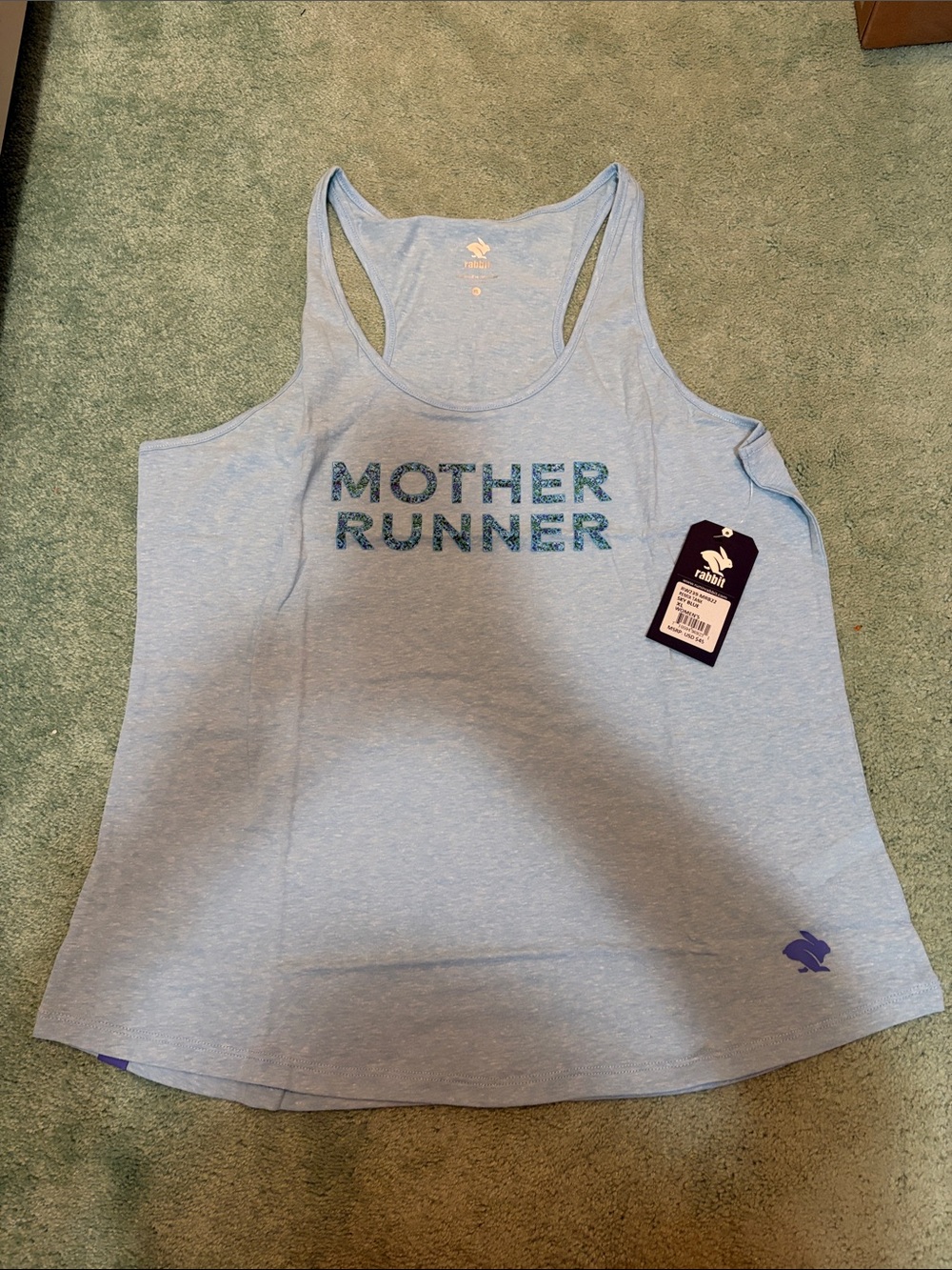 rabbit MOTHER RUNNER Light Blue Racerback Tank